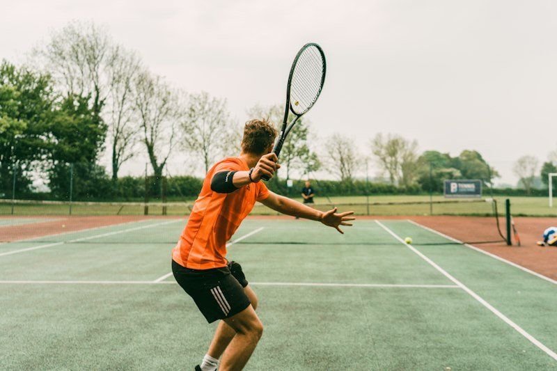 Tennis court prepared for a match